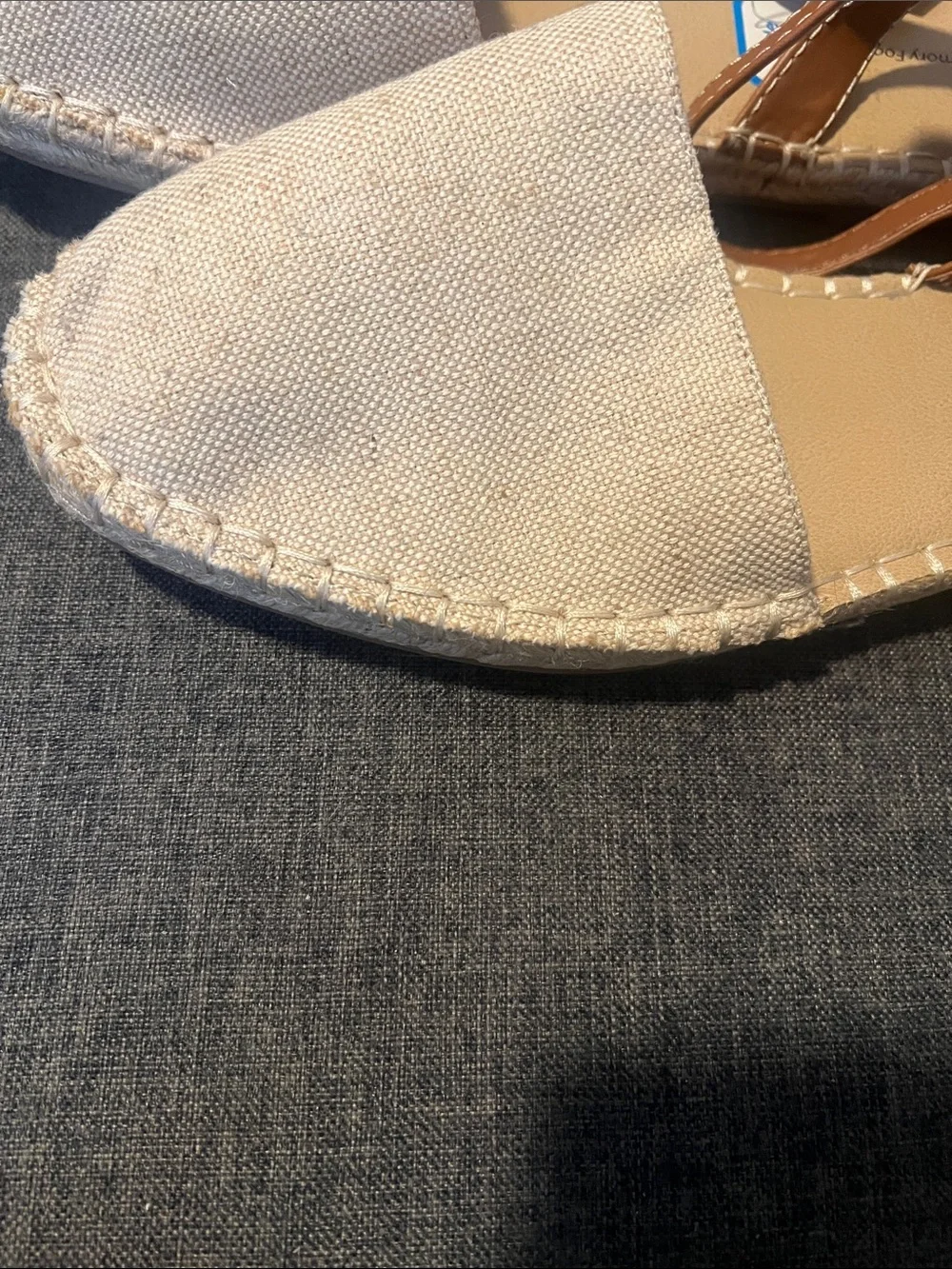 Time and Tru Beige and Tan Espadrille Sandals with Ankle Strap